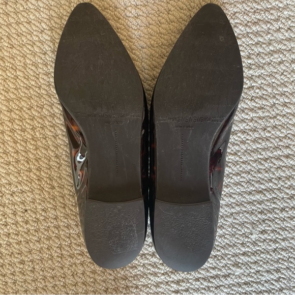 Stuart Weitzman Pointed Toe Patent Leather Tortoise Shell Bow Flats Size 7 - Picture 9 of 11